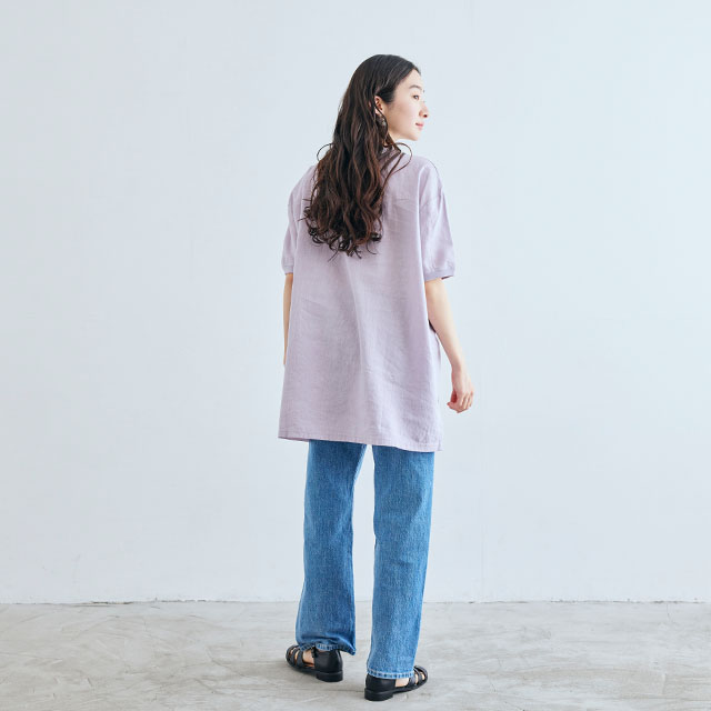 刺繍の半袖チュニック　丸紋