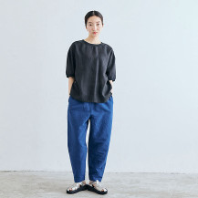 【WEB限定】播州織の高密度テーパードパンツ　青