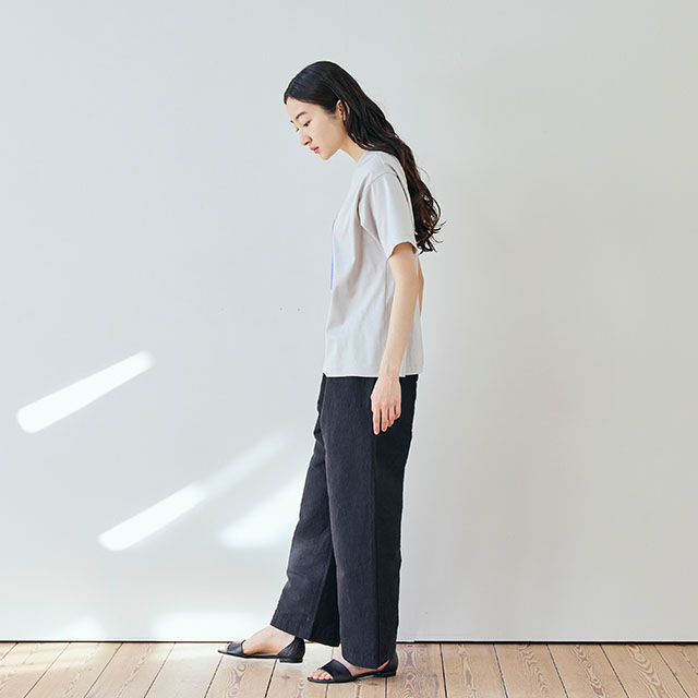 播州織の高密度ワイドパンツ